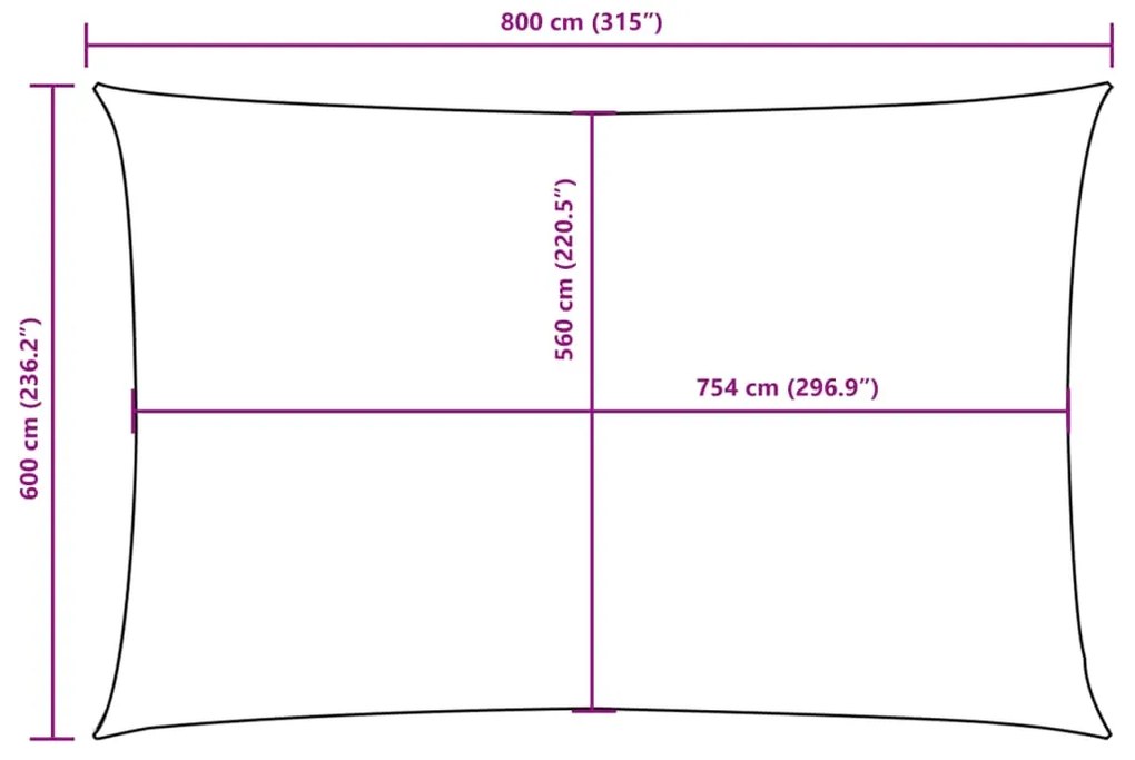 Para-sol estilo vela tecido oxford retangular 6x8m verde-escuro