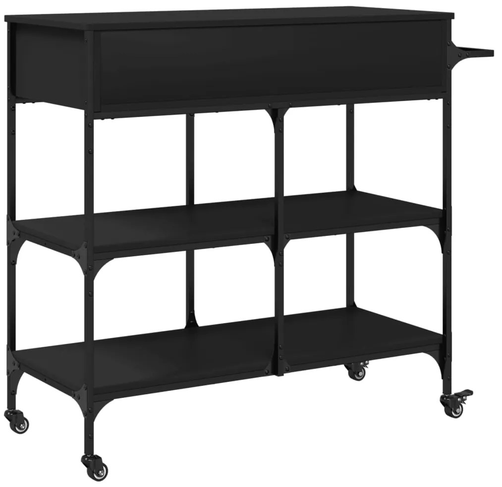 Carrinho de cozinha 105x42x95 cm derivados de madeira preto