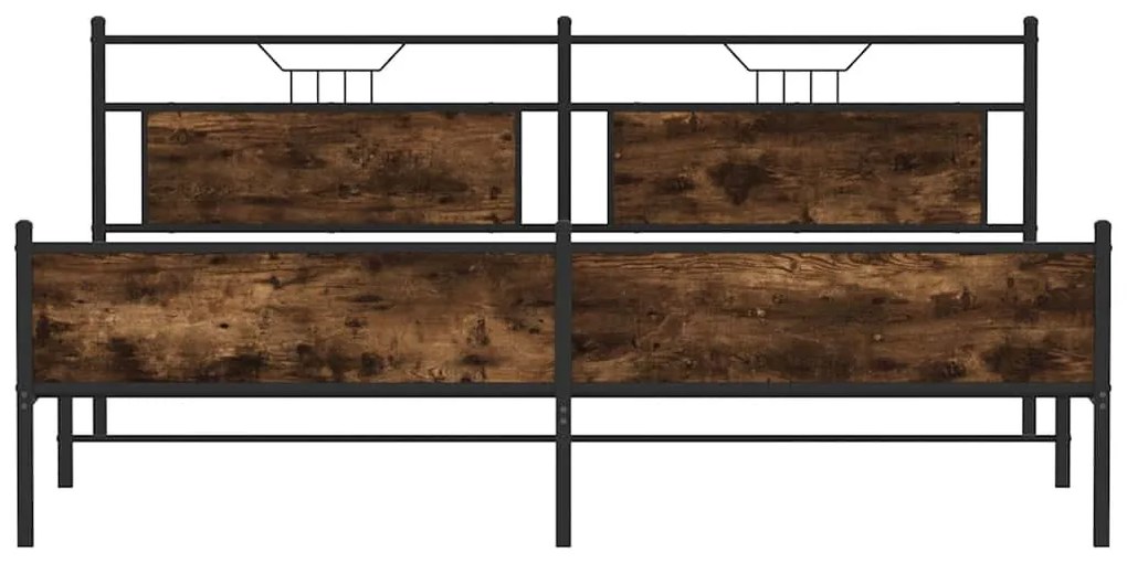 Estrutura de cama sem colchão 200x200cm metal carvalho fumado