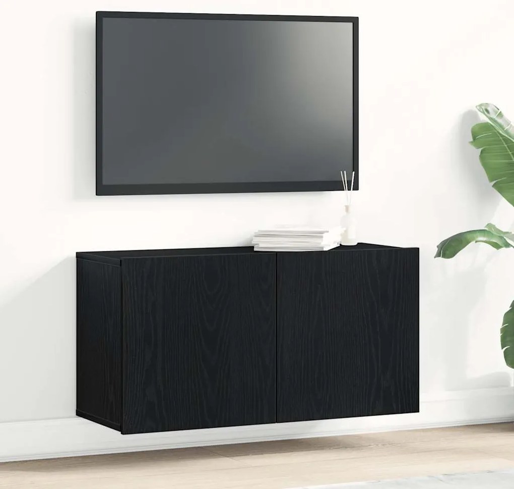 vidaXL Móvel de TV carvalho preto 80x30x41 cm madeira projetada