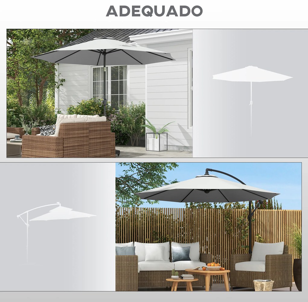 Toldo de Substituição para Chapéu de Sol de 3 m com Ventilação Superior para Exterior Jardim Pátio Piscina Branco