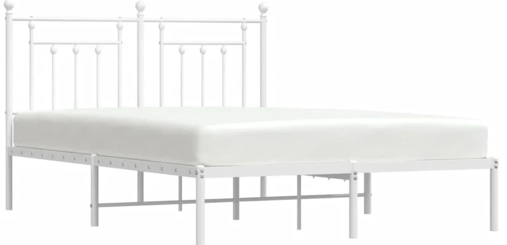 Estrutura de cama com cabeceira 140x190 cm metal branco