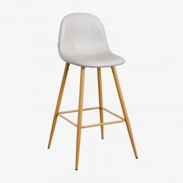 Banqueta Alta Glamm Em Couro Sintético Toupeira Claro & ↑75 Cm & Madeira Natural - Sklum