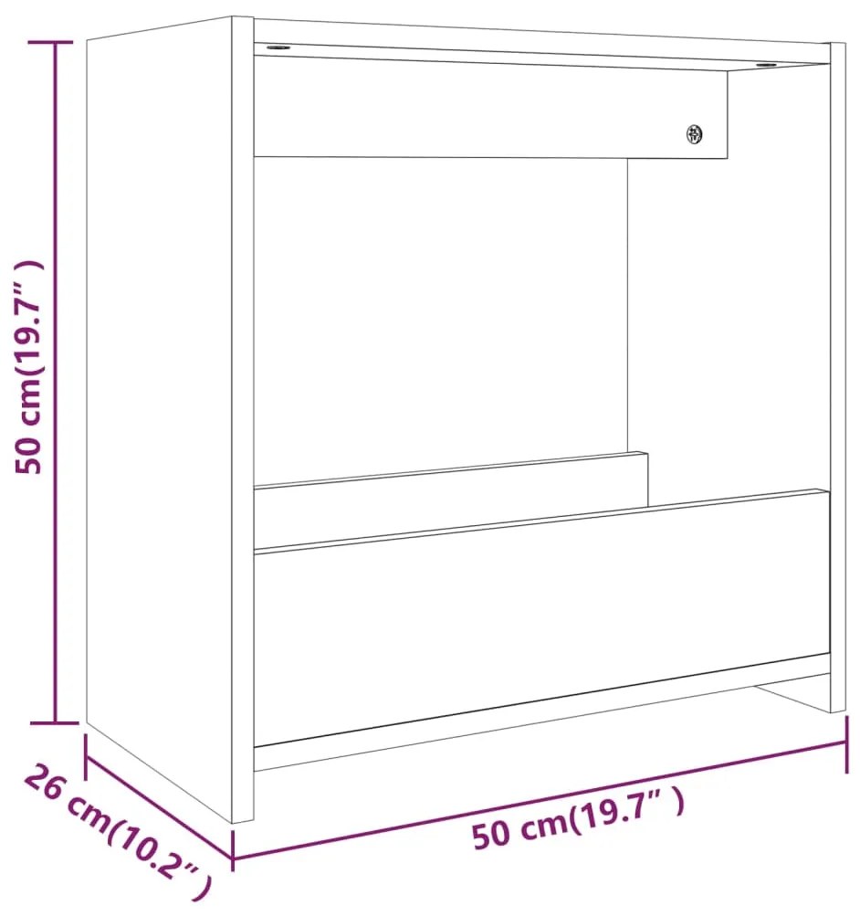 Mesa de apoio 50x26x50 cm derivados de madeira cinzento sonoma