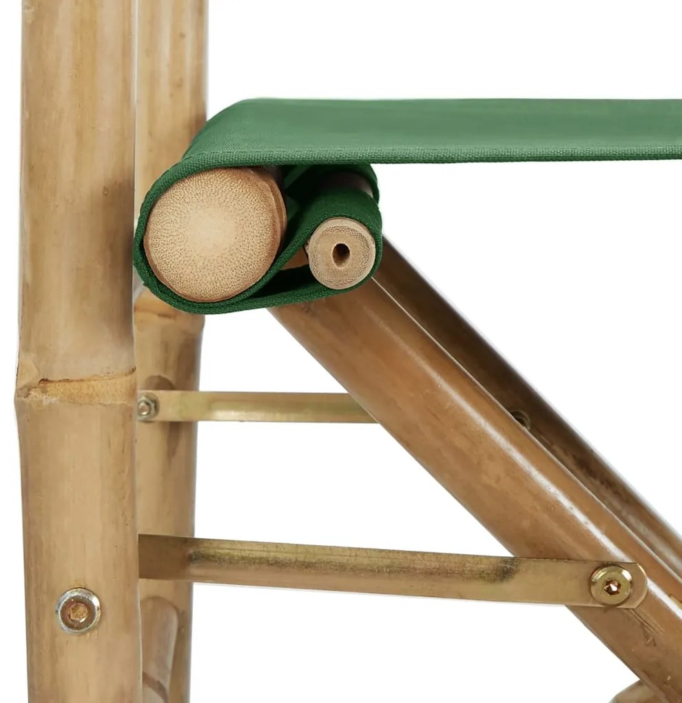 Cadeiras de realizador dobráveis 2 pcs bambu e tecido verde