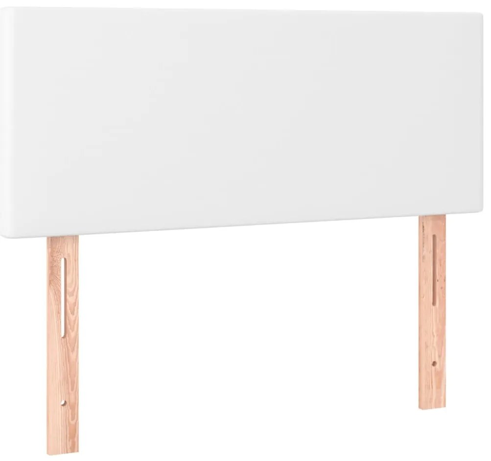 Cama box spring c/colchão/LED 120x200cm couro artificial branco