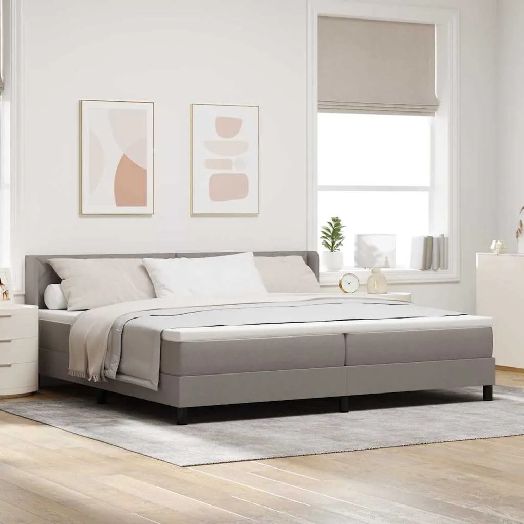 vidaXL Cama Box Cinzento-acastanhado 200 x 200 cm Poliéster