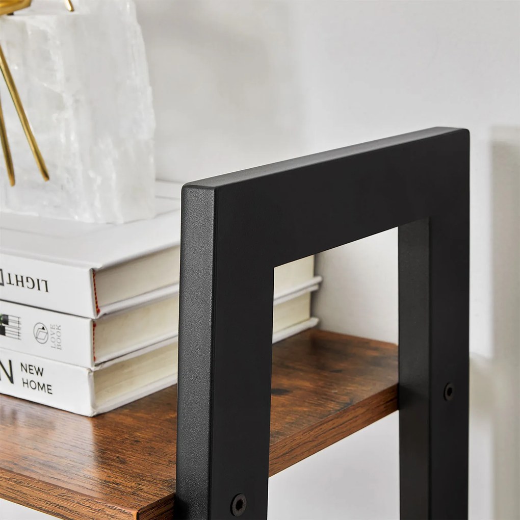 Estante em escada de design industrial 4 prateleiras 34 x 56 x 137,5 cm Castanho Vintage-preto