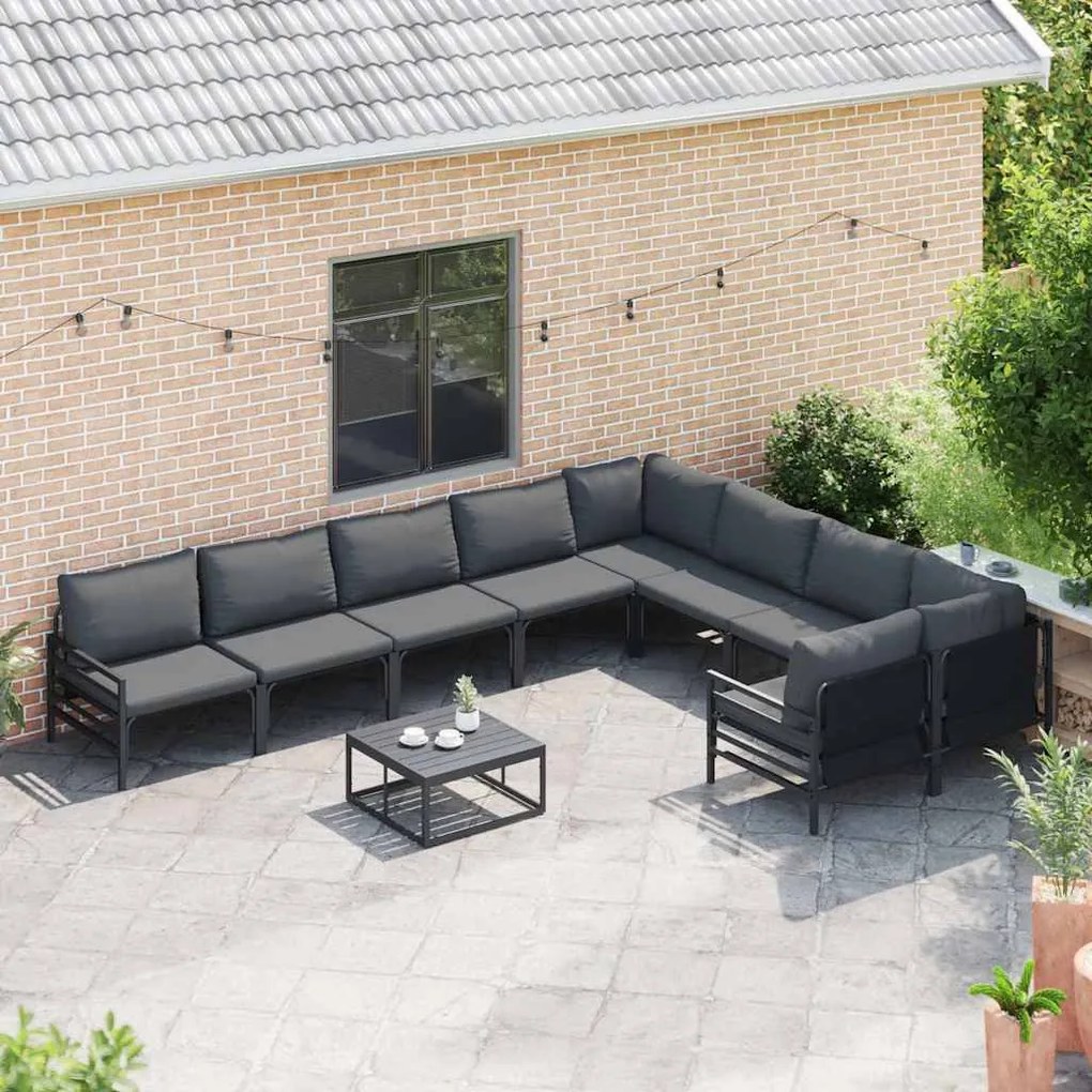 Conjunto de Sofá de Jardim 10 pcs Antracite Aço