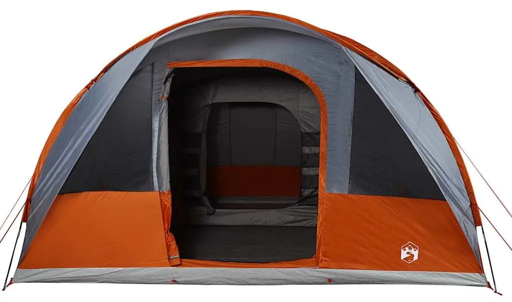 Tenda familiar túnel p/ 7 pessoas impermeável cinzento/laranja