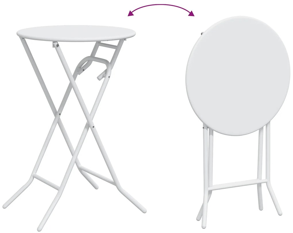Mesa de Jardim Dobrável Branca Ø50x72 cm Aço