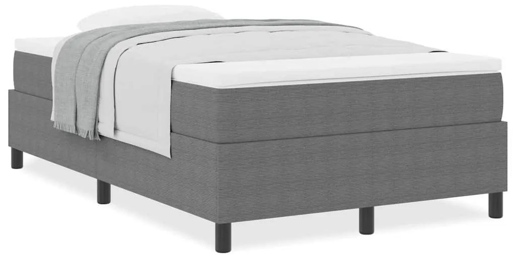 Cama Box Spring com Colchão Cinza Claro - 120 x 200 cm em tecido cordu