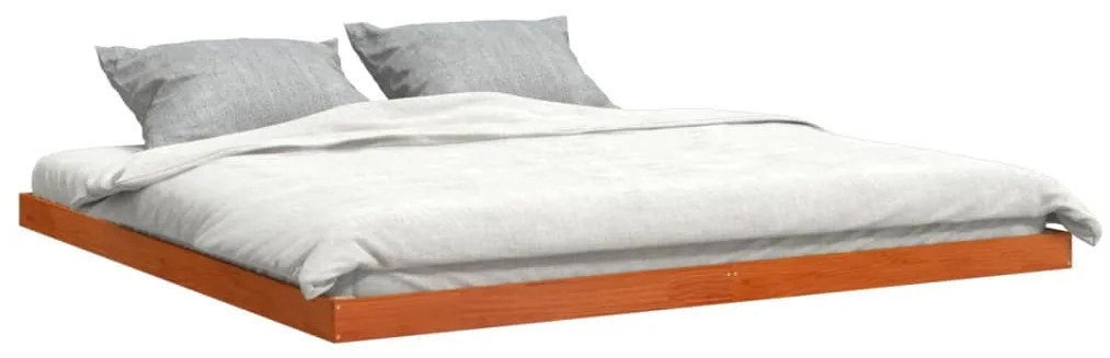 Estrutura de cama 200x200 cm pinho maciço castanho cera