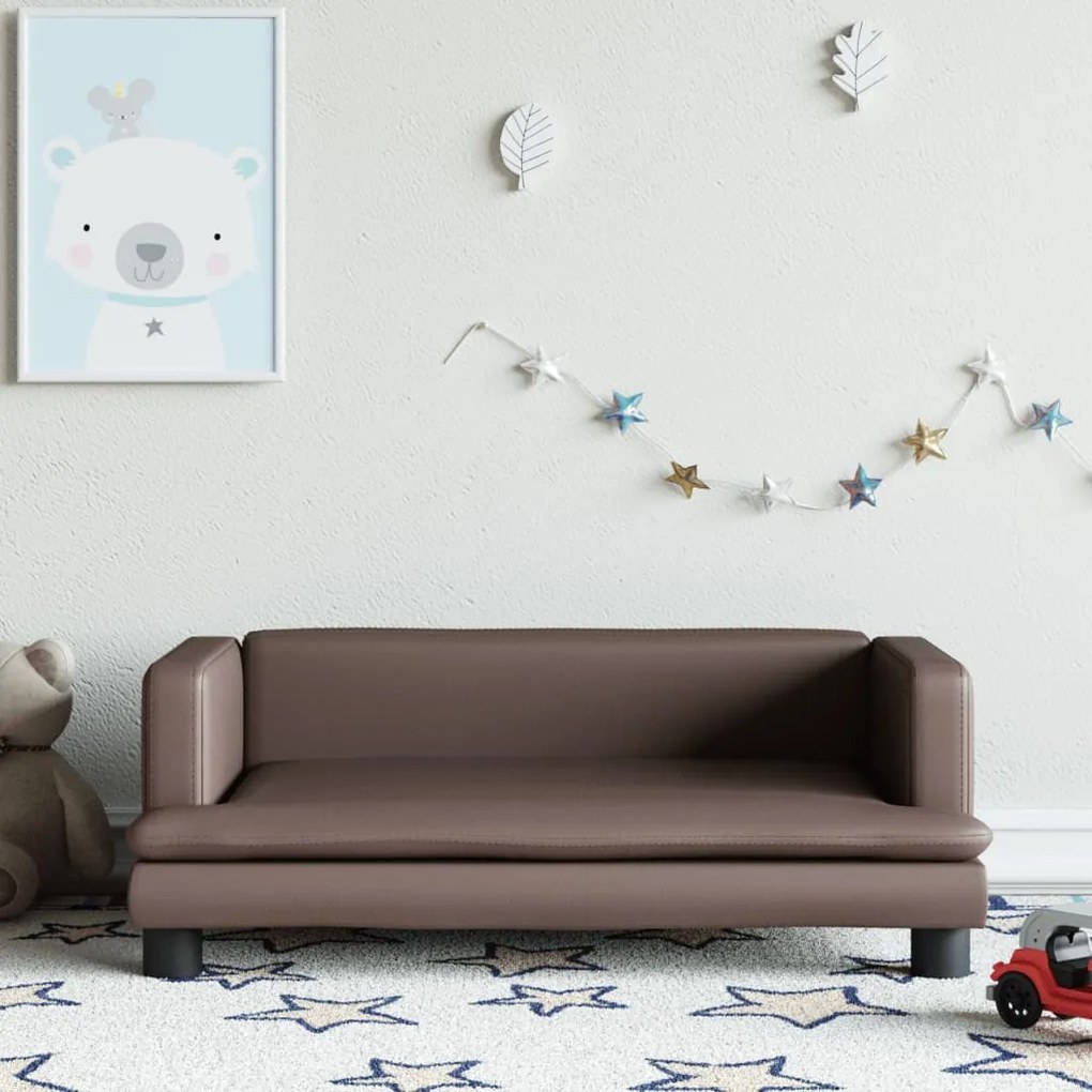 Sofá infantil 80x45x30 cm couro artificial castanho