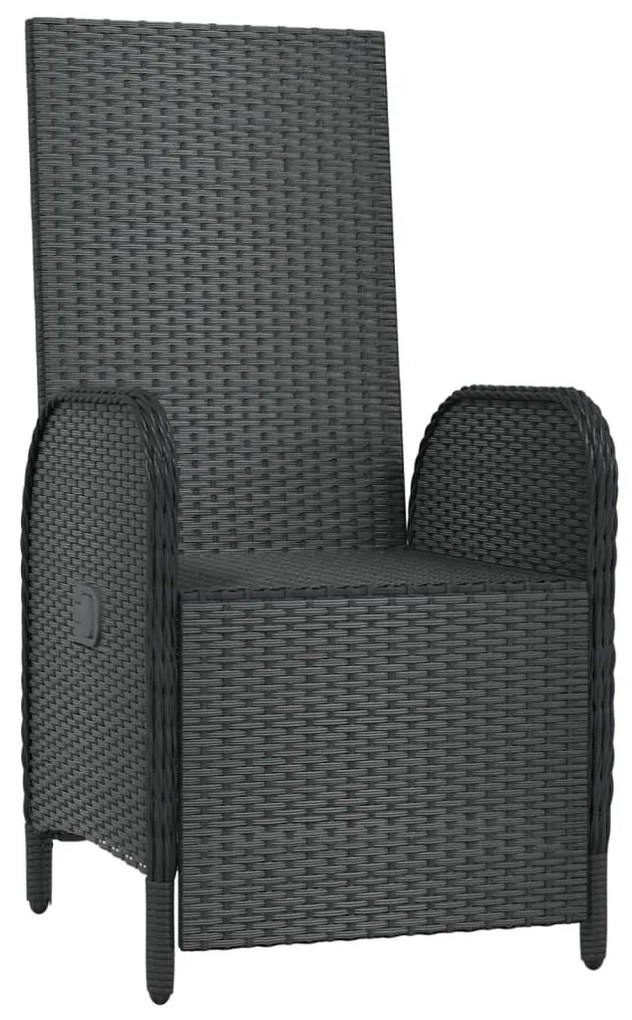 Poltronas reclináveis exterior c/ almofadões 2pcs vime PE preto