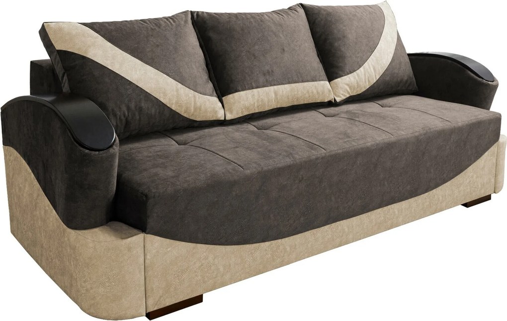 Sofá-cama Decatur 103, Cama com arrumação, Castanho, 90x234x96cm, 115 kg, Pernas: Madeira
