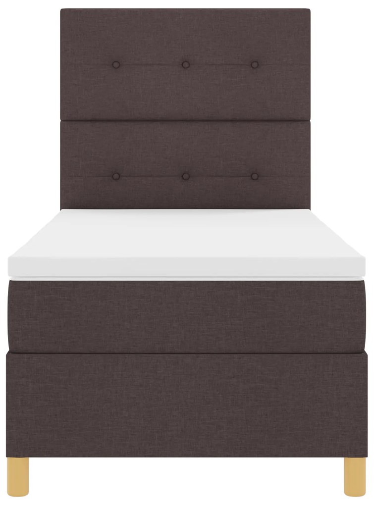 Cama Box Spring com Colchão Marrom Escuro 80x200 cm Tecido