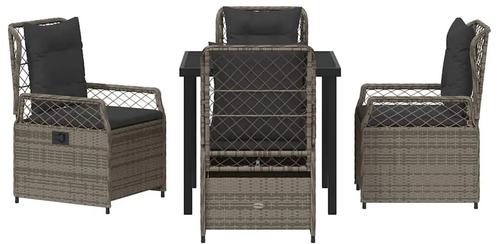 Conjunto de Jantar de Jardim 5 Peças Cinza em Rattan Sintético