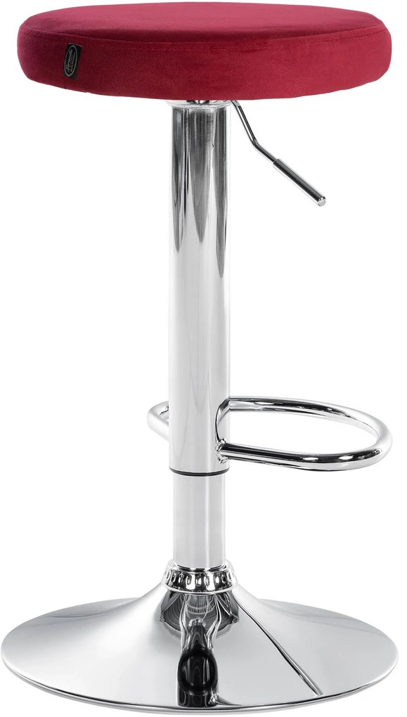 Banco de bar Ponte em veludo e com estrutura cromada 38,5 x 60-81 x 38,5 cm Vermelho