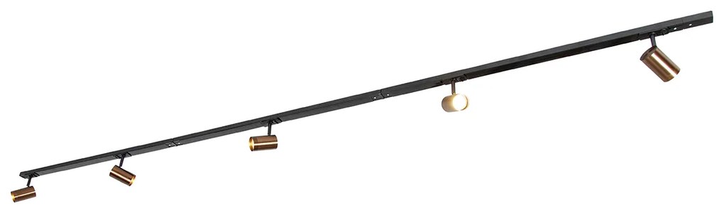LED Sistema de calhas moderno monofásico incl. 5 GU10 Wi-Fi bronze escuro - Jeana Moderno