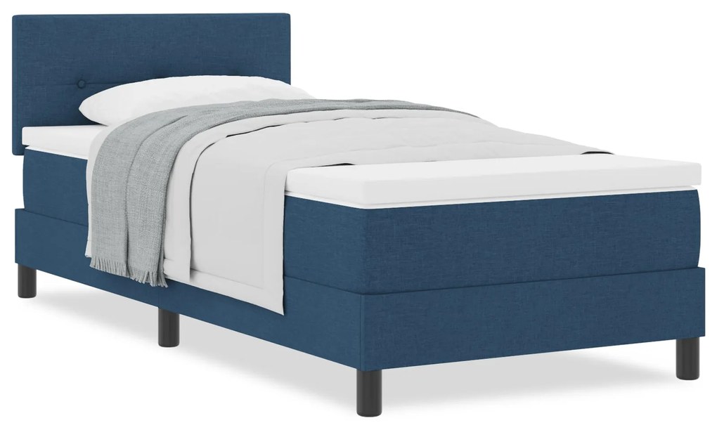 Cama Box Spring com Colchão Azul 90x190 cm Tecido