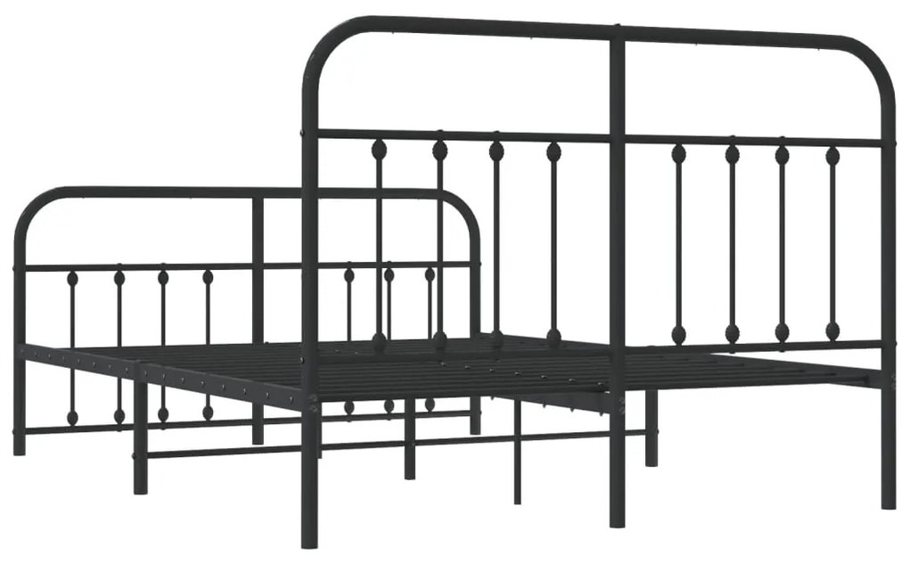 Estrutura de cama com cabeceira e pés 140x190 cm metal preto