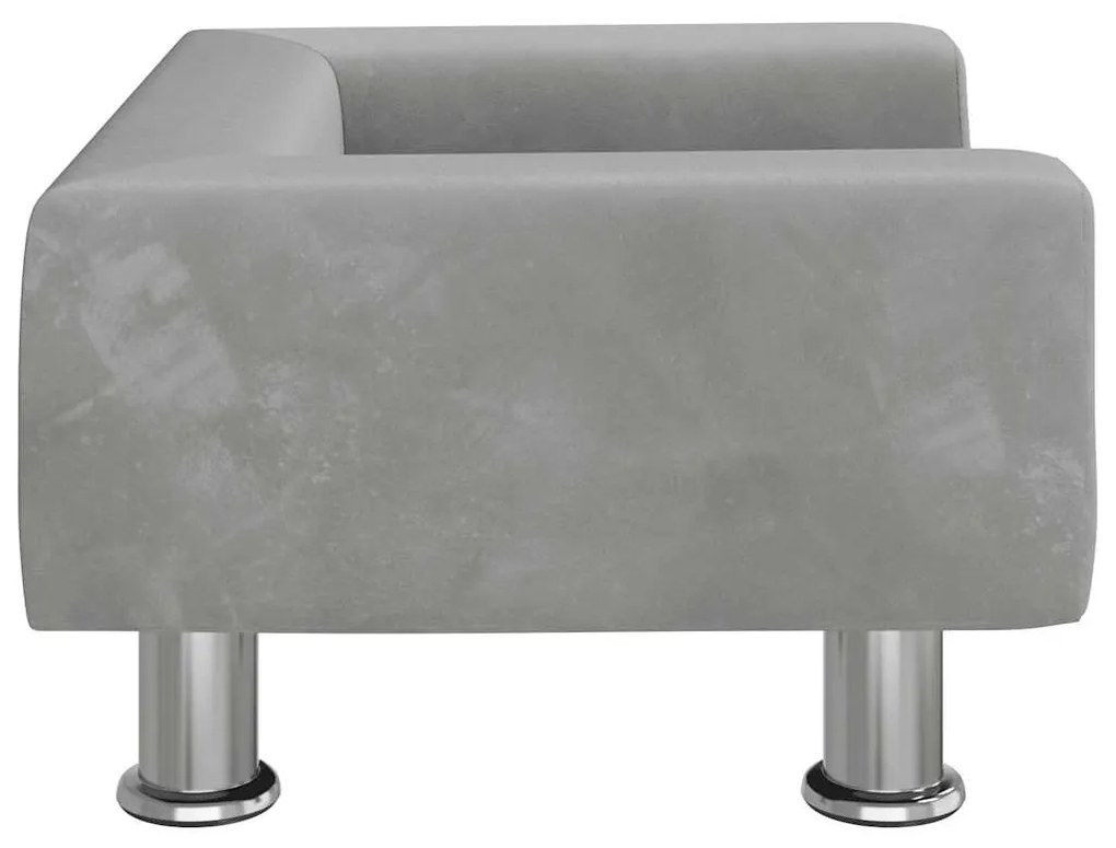 Cama para cães 50x40x26,5 cm veludo cinzento-claro