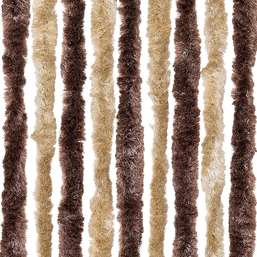 Cortina anti-insetos 90x200 cm chenille bege e castanho-claro