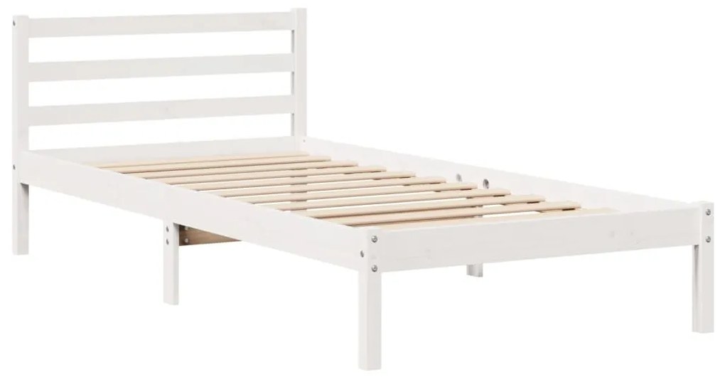 Cama sem colchão 75x190 cm madeira de pinho maciça branco