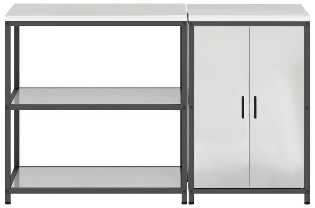 Conjunto de Armazenamento de Cozinha com prateleira 2 pcs Prata