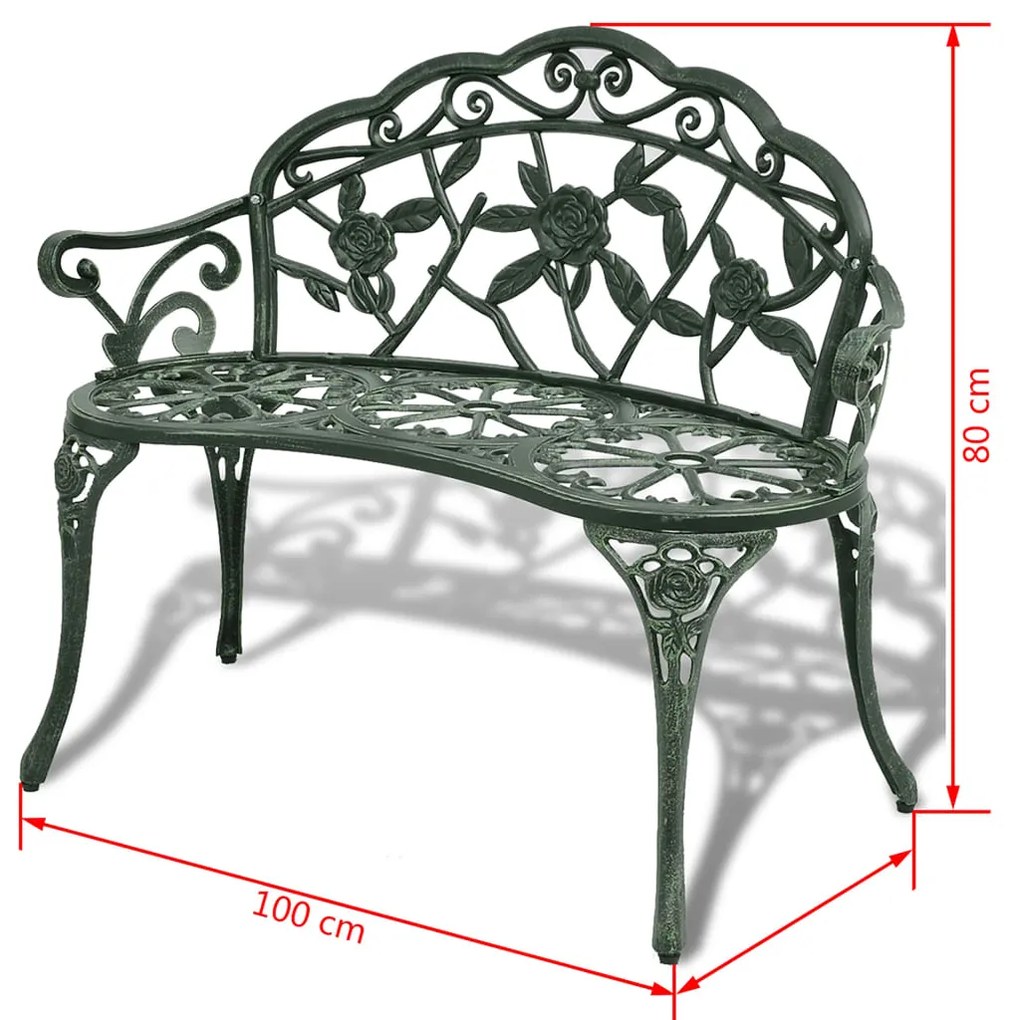 Banco de jardim 100 cm alumínio fundido verde