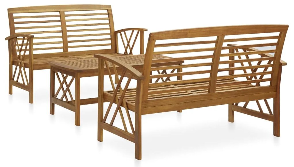 3 pcs conjunto lounge de jardim madeira de acácia maciça