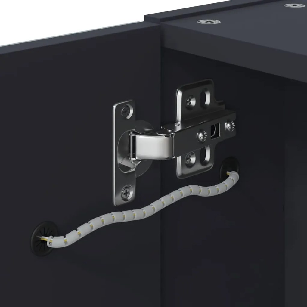 Armário espelhado p/ casa de banho c/ LEDs 60x13x52 cm cinzento