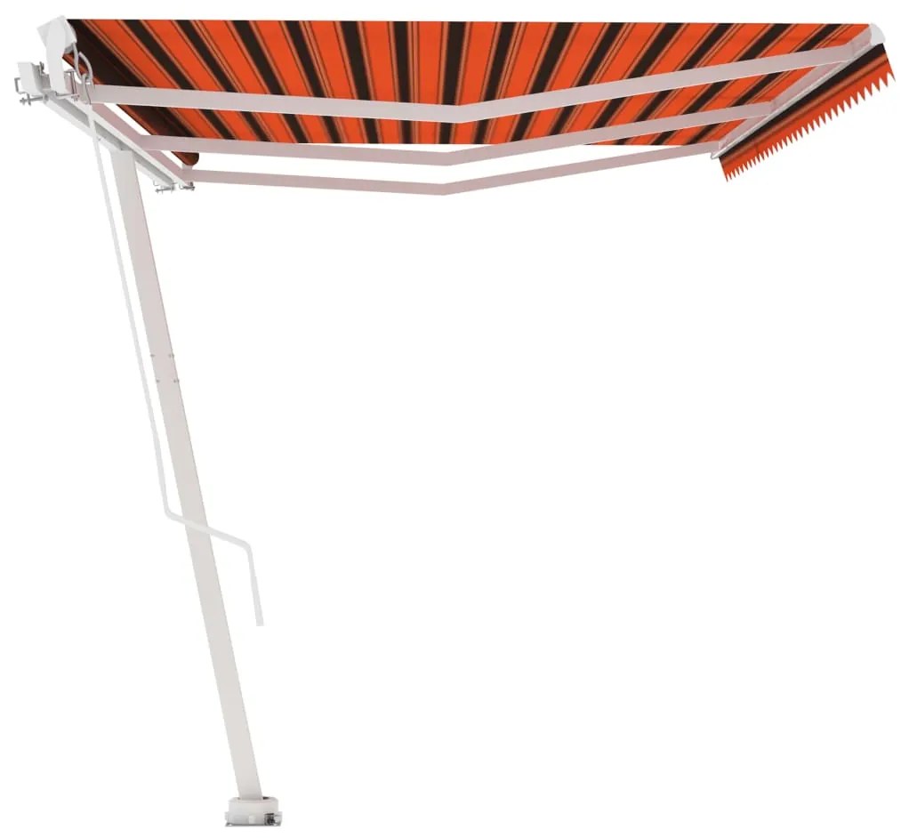 Toldo retrátil manual independente 600x300cm laranja e castanho