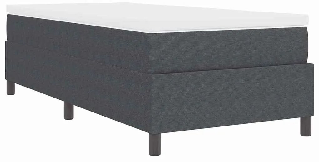Cama Box Cinza Escuro com Colchão, tamanho de solteiro