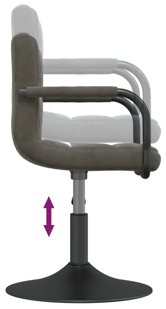 Cadeiras de jantar giratórias 2 pcs veludo cinzento-escuro