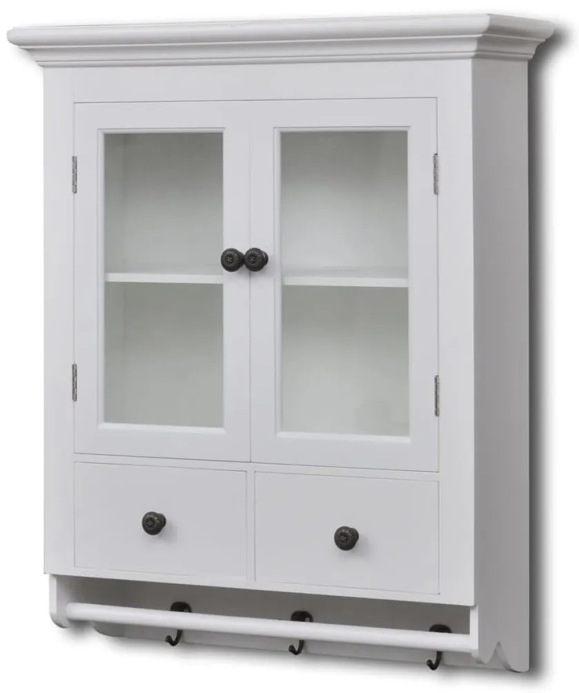 Armário de parede para cozinha com porta de vidro branco