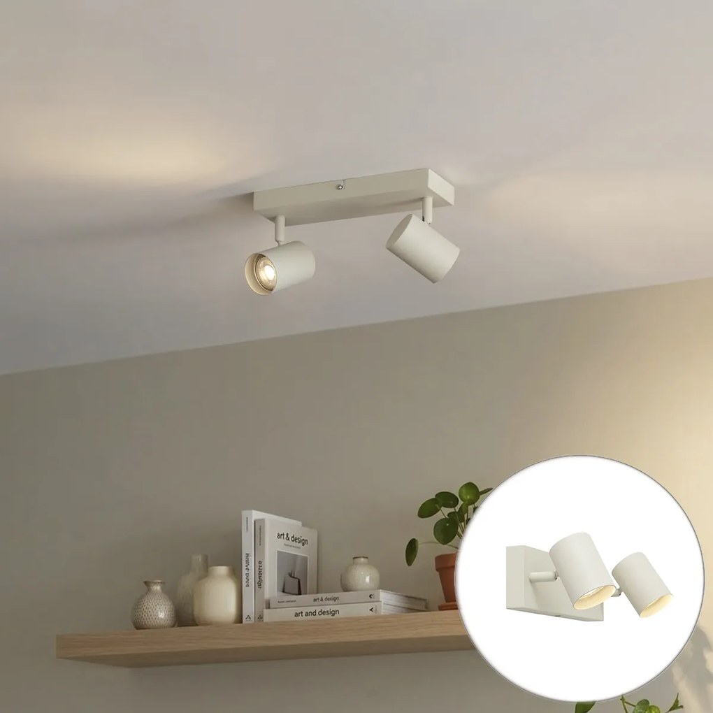 Foco de teto moderno bege 2 luzes ajustável - Jeana