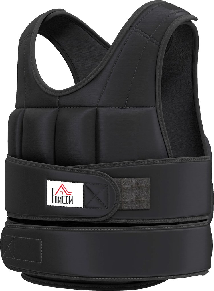 Colete com pesos ajustável, colete com pesos até 10 kg, pesos removíveis, treino, musculação, exercício, boxe, Oxford, 50x60 cm, preto