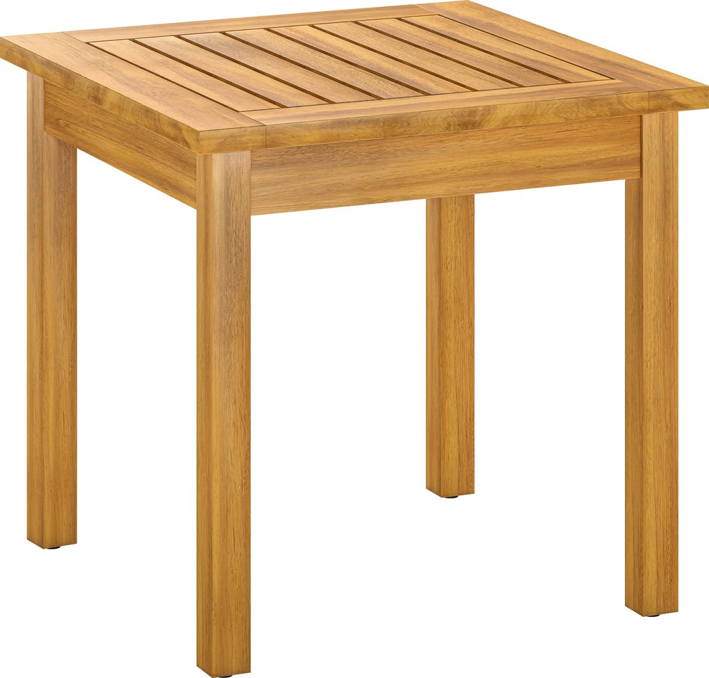Outsunny Mesa de apoio 48 x 48 cm resistente às intempéries mesa de jardim com design em ripas pés ajustáveis, quadrada | Aosom Portugal