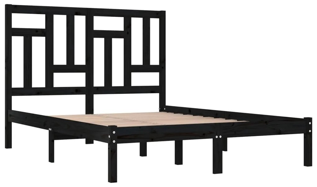 Estrutura de cama 200x200 cm pinho maciço preto