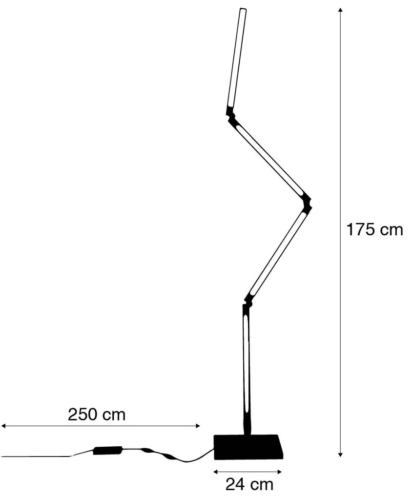 Candeeiro de pé inteligente preto com LED RGBW dobrável - Daan Design