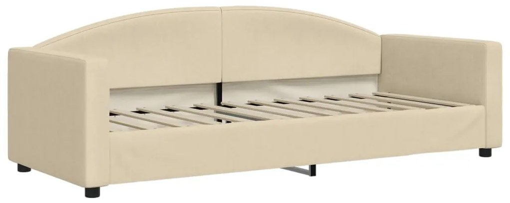 Sofá-cama com gavetão e gavetas 80x200 cm tecido cor creme