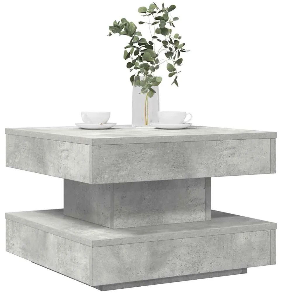 Mesa de centro rotativa a 360 graus 50x50x34,5 cm cinza cimento