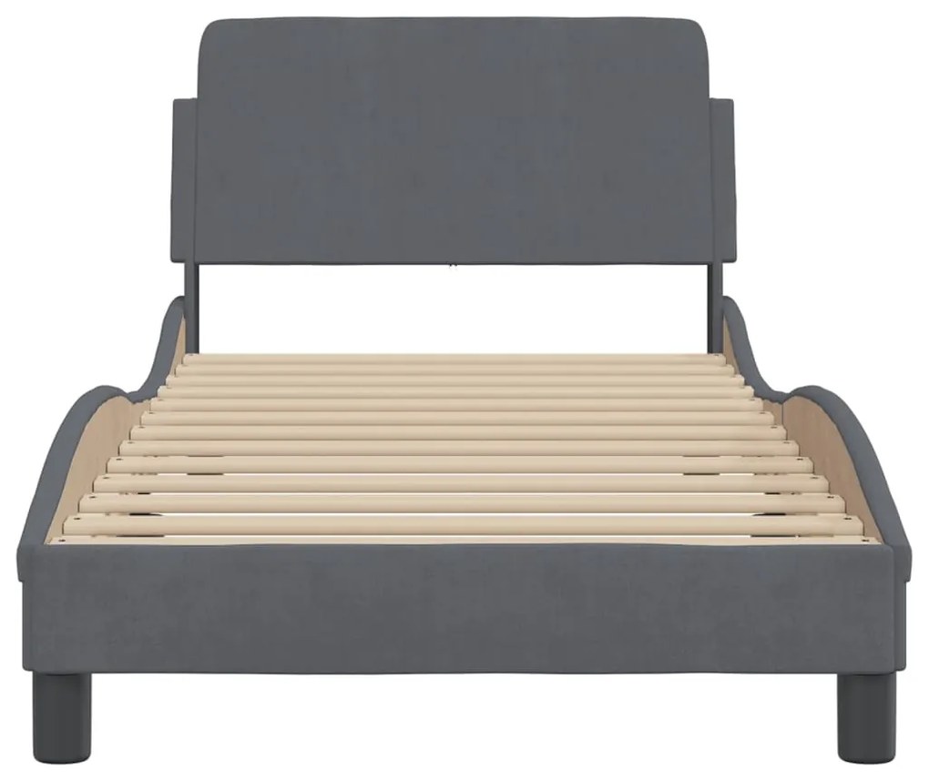 Estrutura de cama sem colchão 80x200 cm veludo cinzento-escuro
