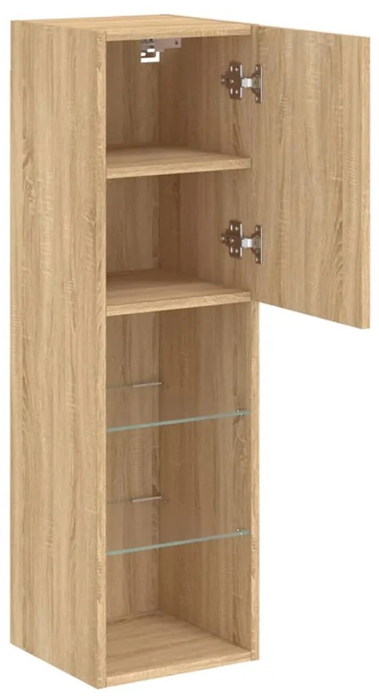 Móvel de TV com luzes LED 30,5x30x102 cm carvalho sonoma