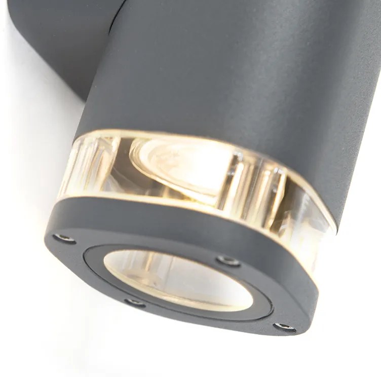 Candeeiro de parede exterior moderno quadrado 2 luzes cinzento escuro - Fox