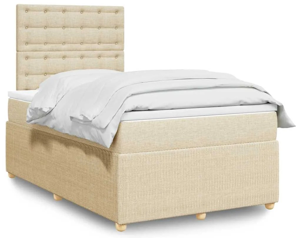 Cama boxspring com colchão 120x190 cm tecido cor creme