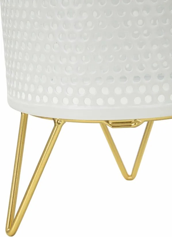 CONJUNTO DE 2 VASOS HOLDERGASPY BRANCO E DOURADO Ø 16X20-13X20 CM (PLANTAS NÃO INCLUIDAS)