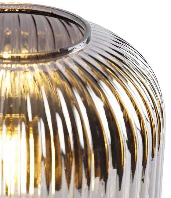 Candeeiro de mesa Art Deco preto com vidro fumê - Karel Art Deco